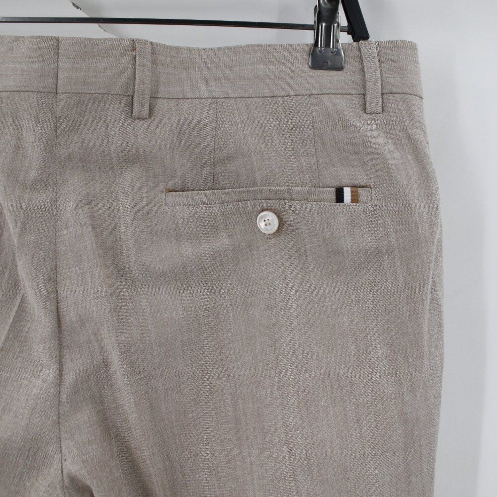 Hugo boss Pants Men's 36 L28.5 Flat Front Beige Virgin Wool Blend h-genius-224